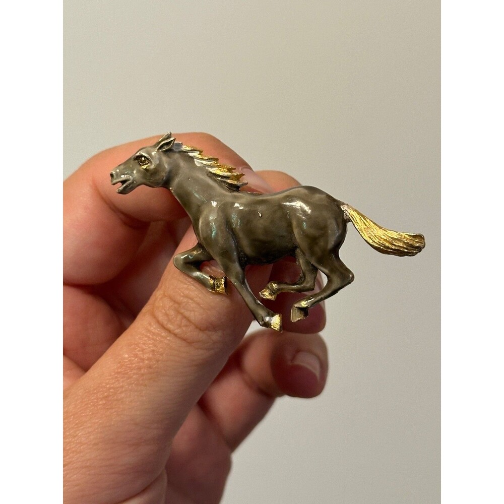 JJ Jonette Vintage Brooch Horse Enamel Estate Jewelry Retro Animal Equestrian